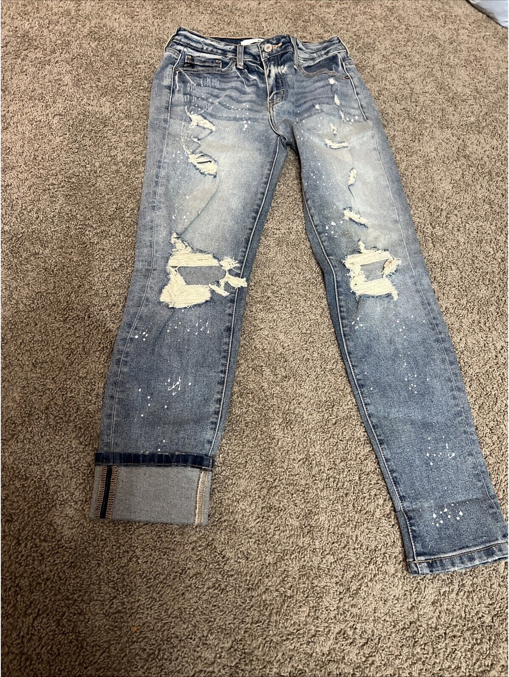 Kan Can Womens Jeans Skinny Stretch Distressed Raw Pockets Blue Sz 1/24